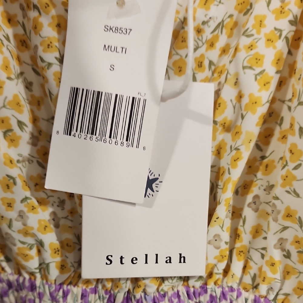 Stellah Floral Smocked Dress in Yellow and White - Picture 3 of 7